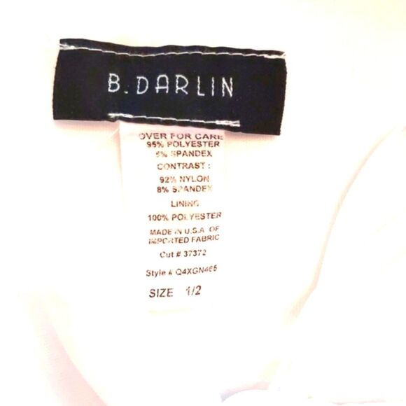 B DARLIN Semi-Formal Midi Dress Navy White Lace Top Size 1/2 - Picture 5 of 6